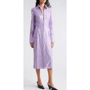 STINE GOYA Sonja sequined jacquard-knit midi shirt dress In Lilac. Size XS NWOT